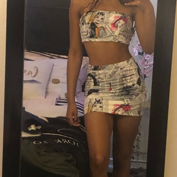 Magazine print skirt set - Picture 2 of 3